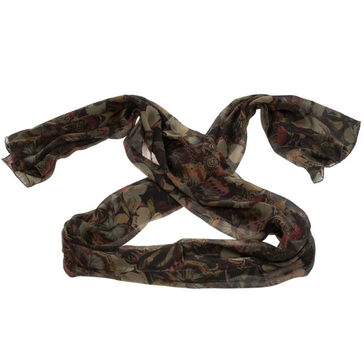 Pre Owned Valentino Multicolor Butterfly Printed Silk Stole