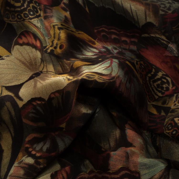 Pre Owned Valentino Multicolor Butterfly Printed Silk Stole