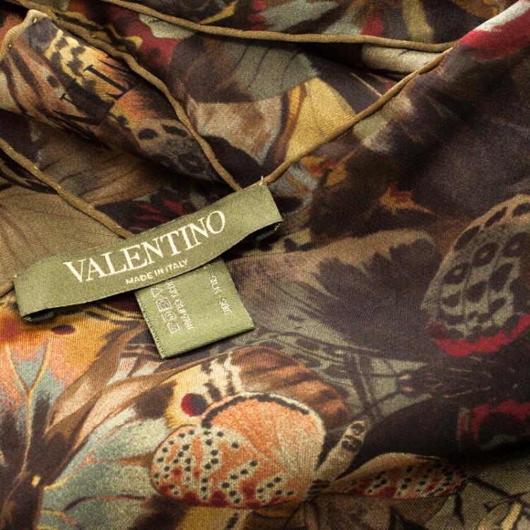 Pre Owned Valentino Multicolor Butterfly Printed Silk Stole