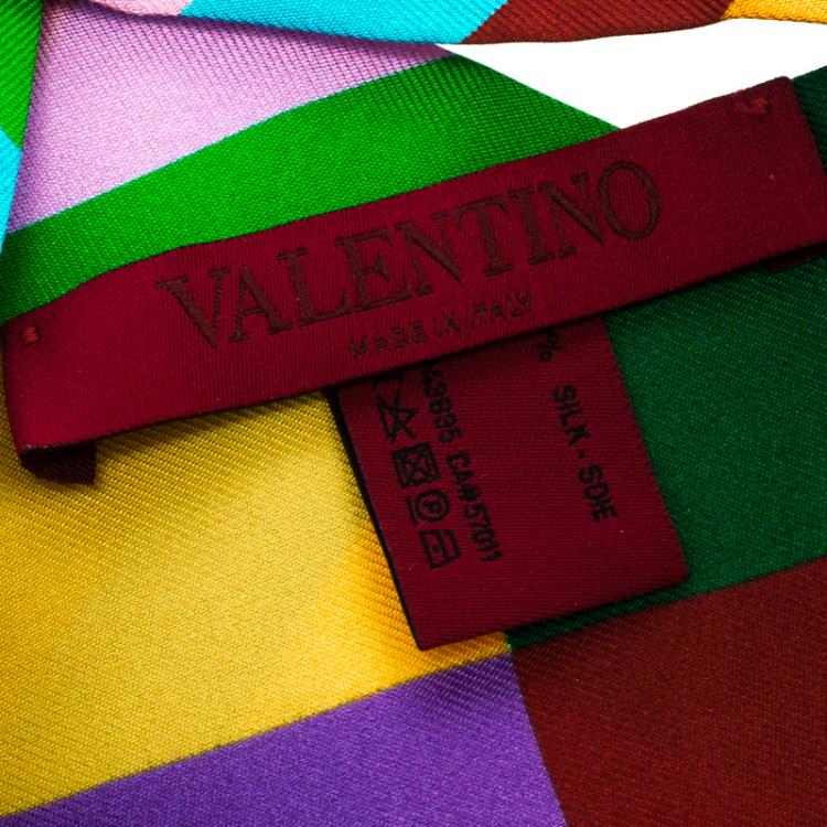 Pre Owned Valentino Multicolor Chevron Printed Silk Bandeau