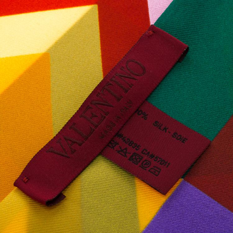 Pre Owned Valentino Multicolor Chevron Printed Silk Bandeau