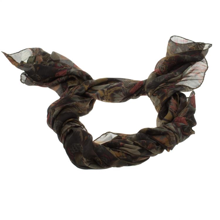 Pre Owned Valentino Multicolor Butterfly Printed Silk Stole