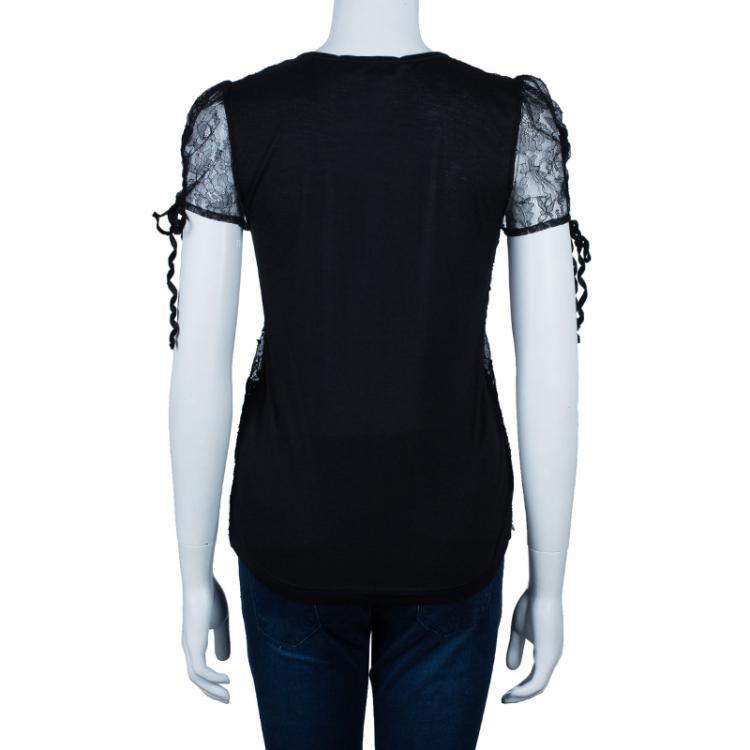 Pre Owned Valentino Black Beaded Top M