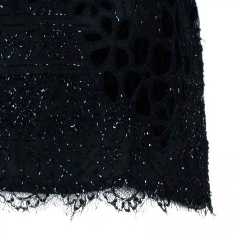 Pre Owned Valentino Black Beaded Top M