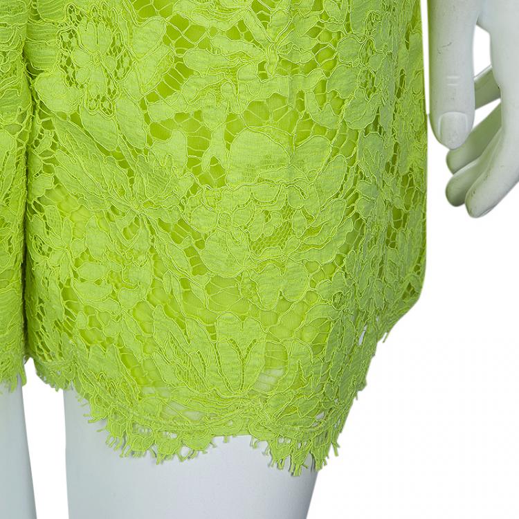 Pre Owned Valentino Yellow Lace Shorts S