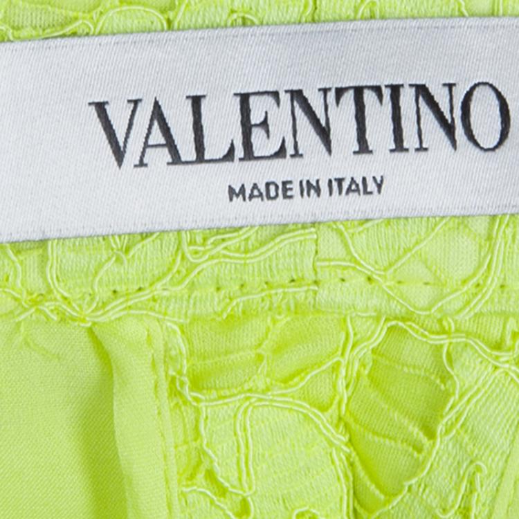 Pre Owned Valentino Yellow Lace Shorts S