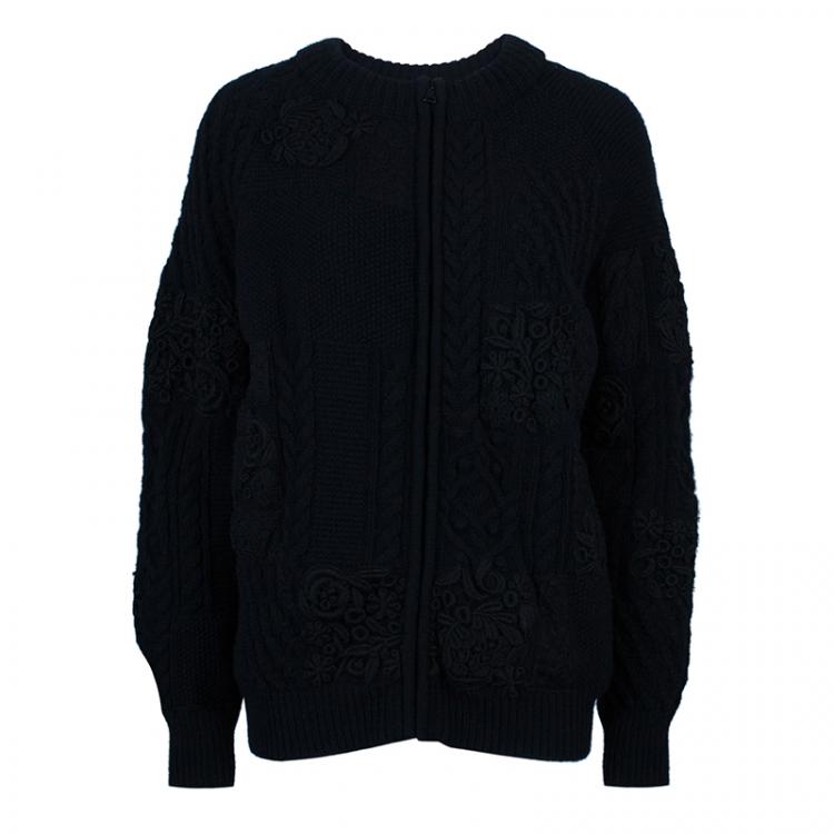Pre Owned Valentino Black Embroidered Cardigan L
