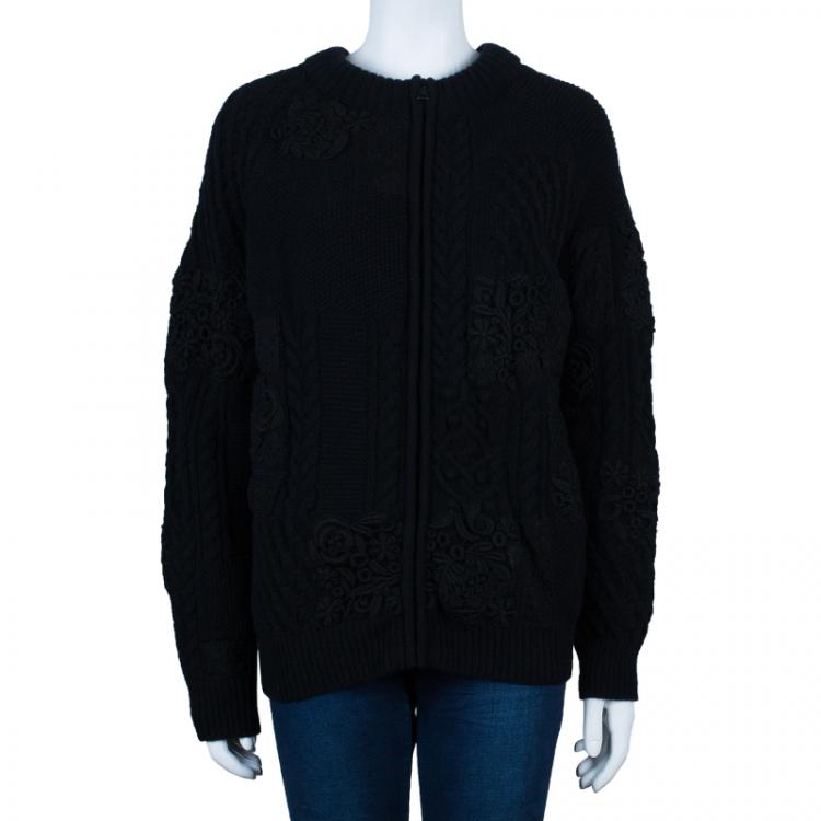 Pre Owned Valentino Black Embroidered Cardigan L