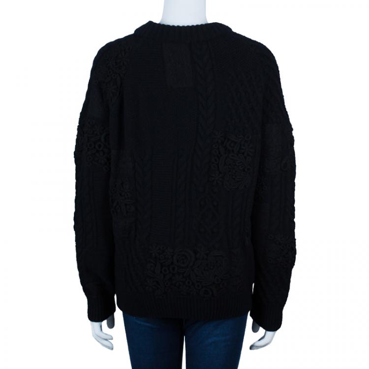 Pre Owned Valentino Black Embroidered Cardigan L