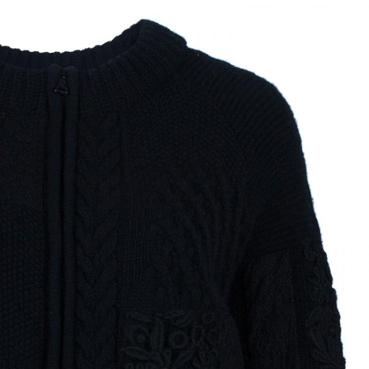 Pre Owned Valentino Black Embroidered Cardigan L