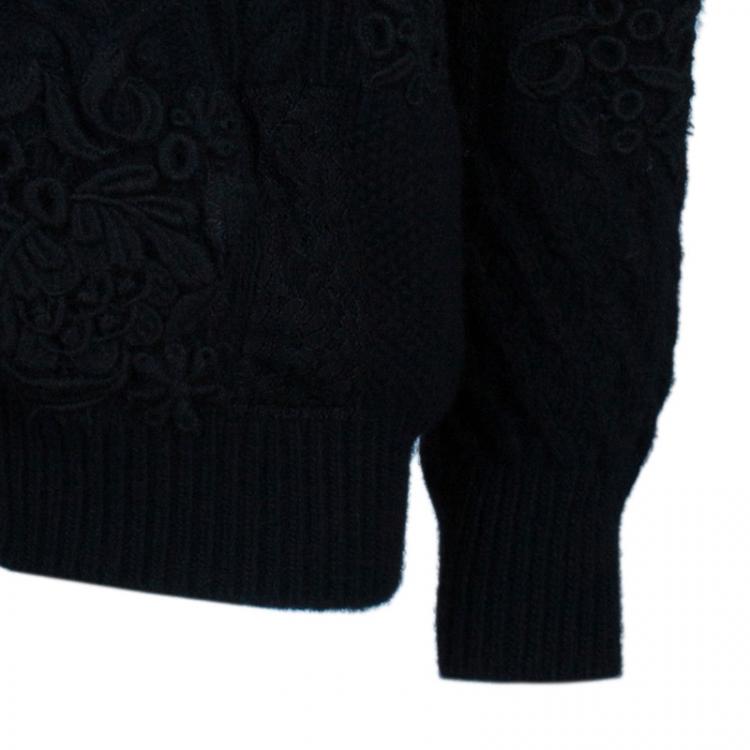 Pre Owned Valentino Black Embroidered Cardigan L