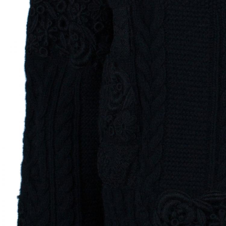 Pre Owned Valentino Black Embroidered Cardigan L
