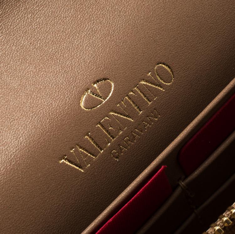 Pre Owned Valentino Beige Lace Print PVC Continental Wallet