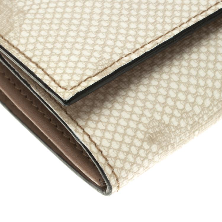 Pre Owned Valentino Beige Lace Print PVC Continental Wallet