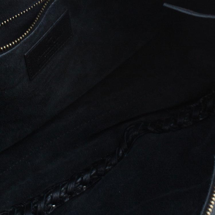 Pre Owned Valentino Black Leather C Rockee Studded Fringe Hobo Bag