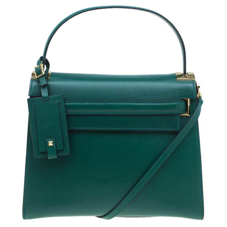 Pre Owned Valentino Green Leather My Rockstud Single Handle Satchel