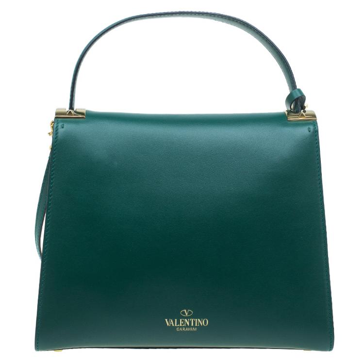 Pre Owned Valentino Green Leather My Rockstud Single Handle Satchel