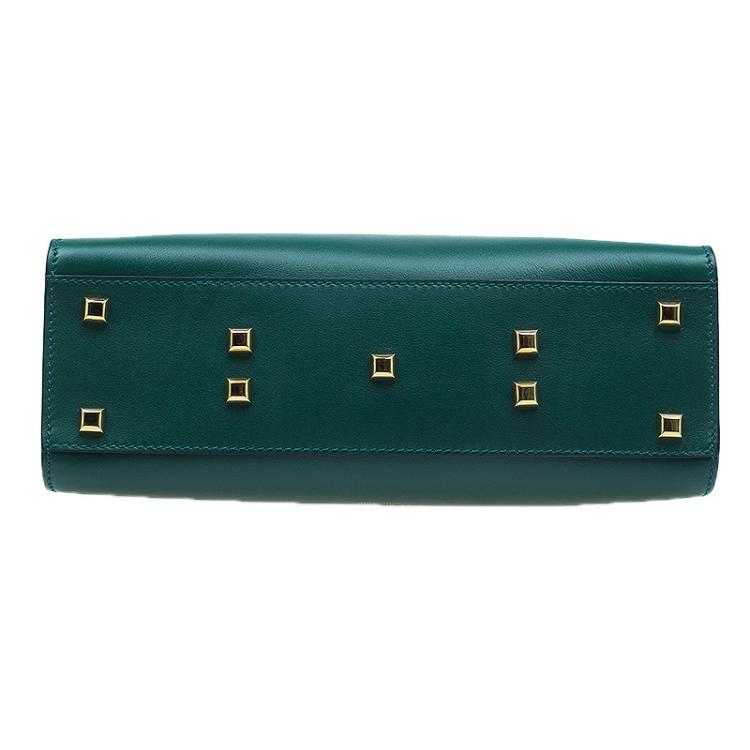 Pre Owned Valentino Green Leather My Rockstud Single Handle Satchel