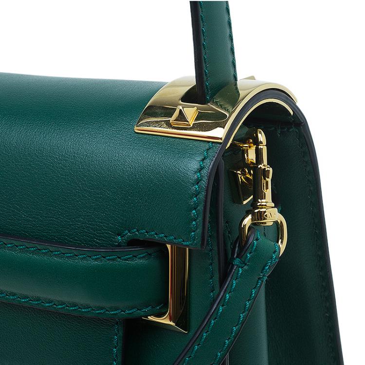 Pre Owned Valentino Green Leather My Rockstud Single Handle Satchel
