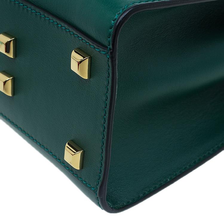 Pre Owned Valentino Green Leather My Rockstud Single Handle Satchel