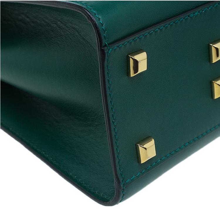 Pre Owned Valentino Green Leather My Rockstud Single Handle Satchel