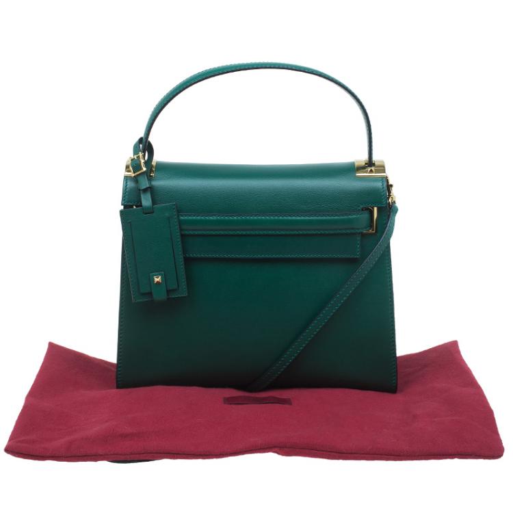 Pre Owned Valentino Green Leather My Rockstud Single Handle Satchel