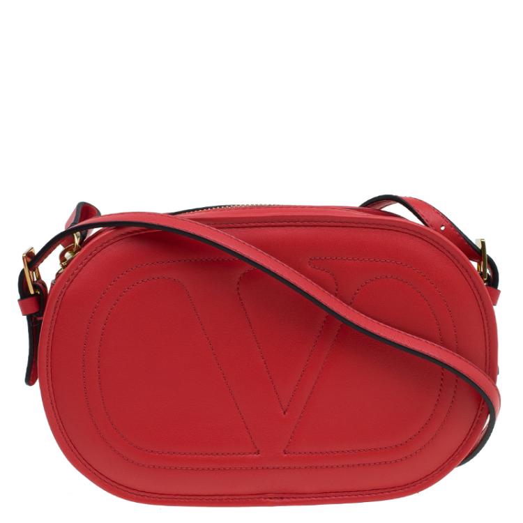 Valentino Red Leather Logo Go Crossbody Bag