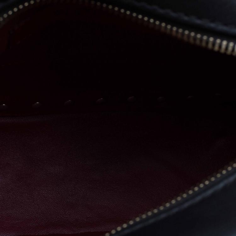 Pre Owned Valentino Red/Black Leather Mini Rockstud Top Handle Bag