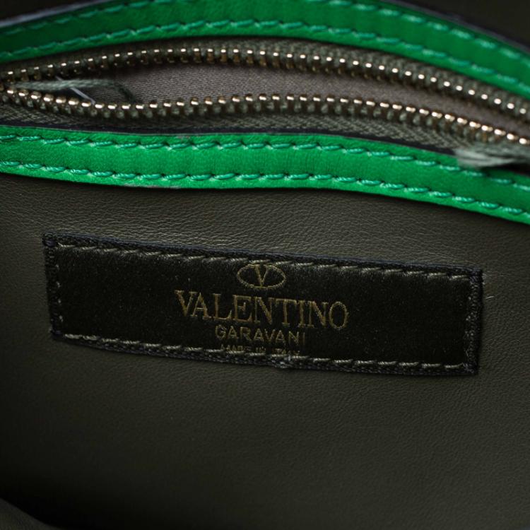 Pre Owned Valentino Multicolor Leather Camouflage Rockstud Wristlet Clutch