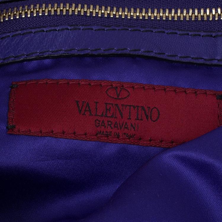 Pre Owned Valentino Purple Leather Ruffle Idylle Hobo