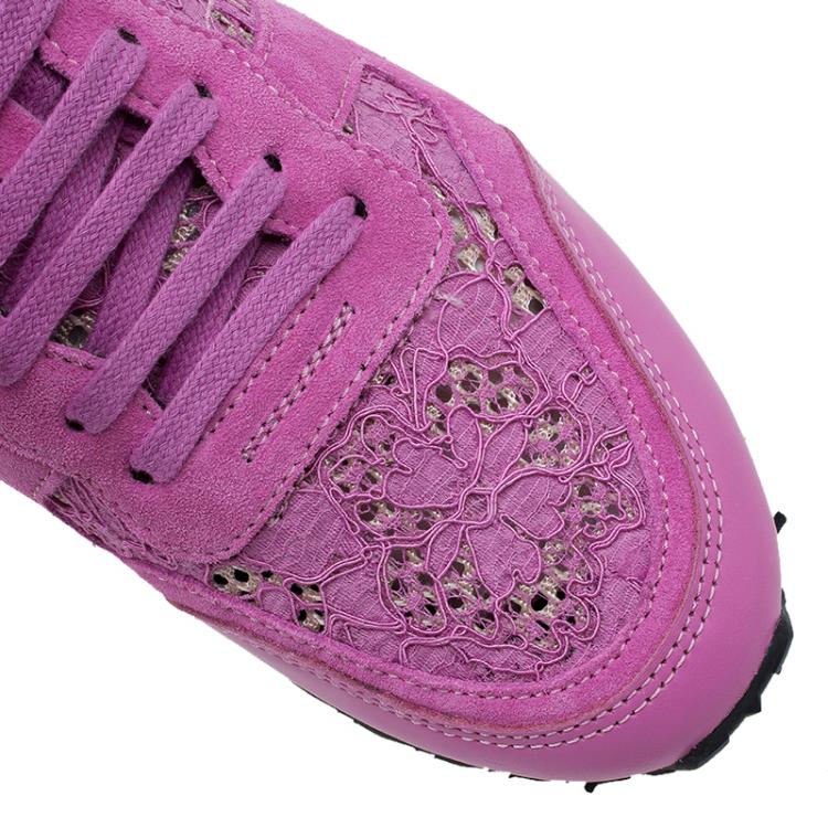 Pre Owned Valentino Pink “Macramé Lace” Sneakers Size 38