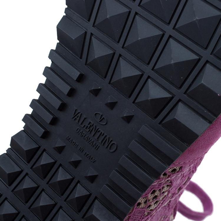 Pre Owned Valentino Pink “Macramé Lace” Sneakers Size 38