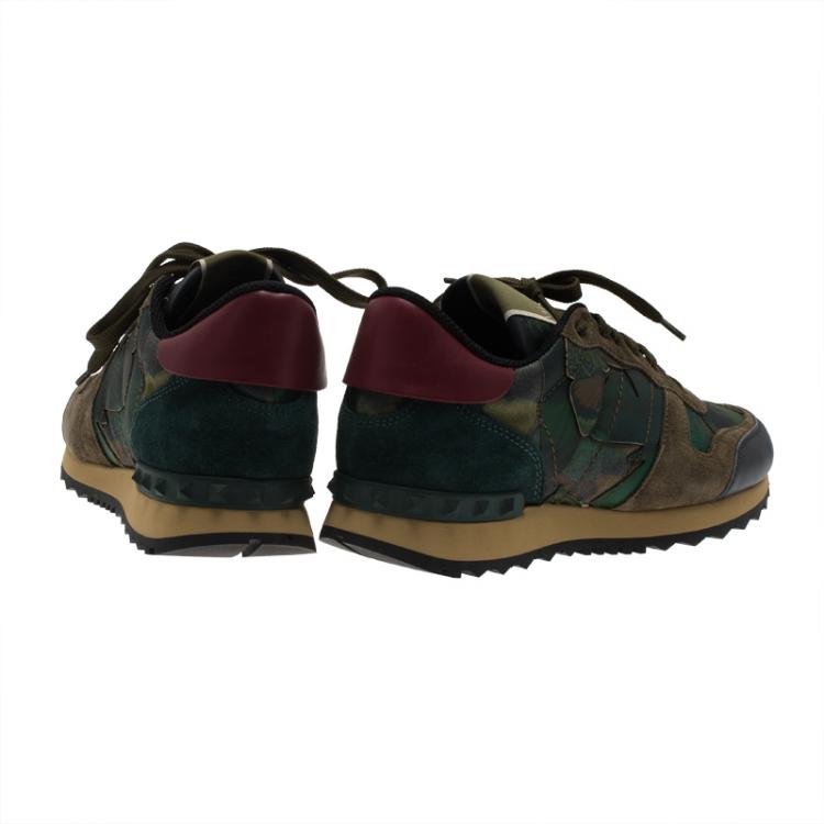 Pre Owned Valentino Multicolor Camo Butterfly Printed Rockrunner Sneakers Size 40