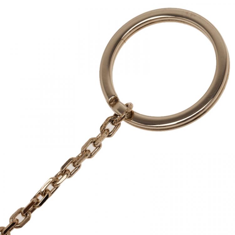 Pre Owned Valentino Orange Leather Heart Rockstud Keyring 