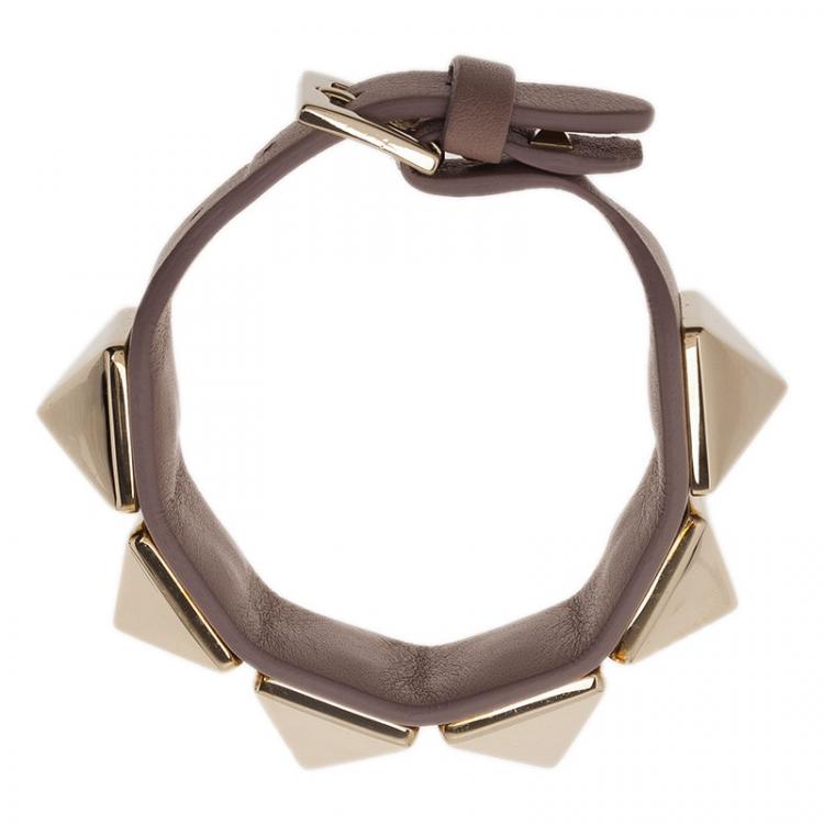 Pre Owned Valentino Rockstud Macro Stud Leather Bracelet