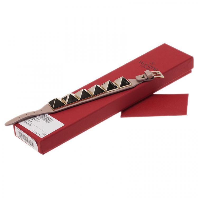 Pre Owned Valentino Rockstud Macro Stud Leather Bracelet