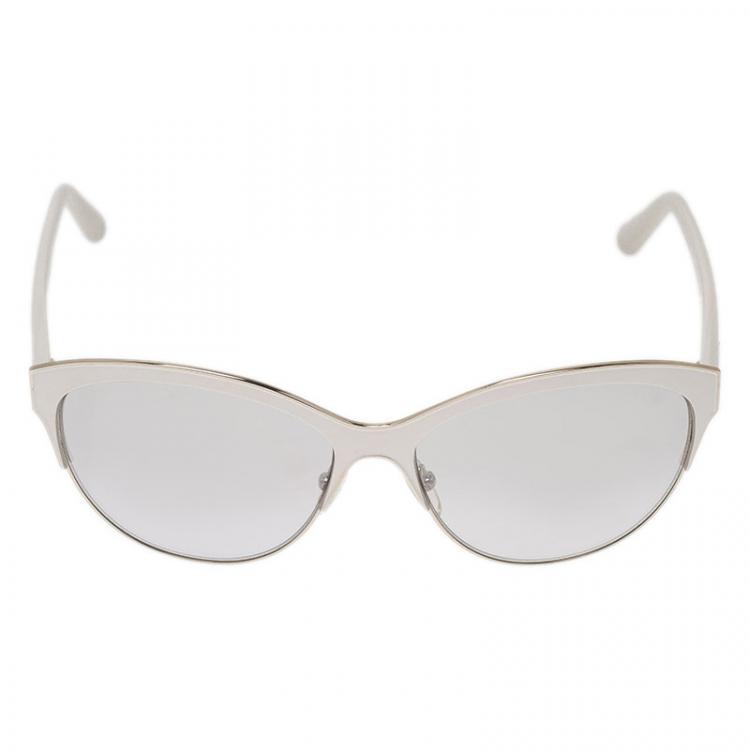 Pre Owned Valentino White V104S Cat Eye Sunglasses