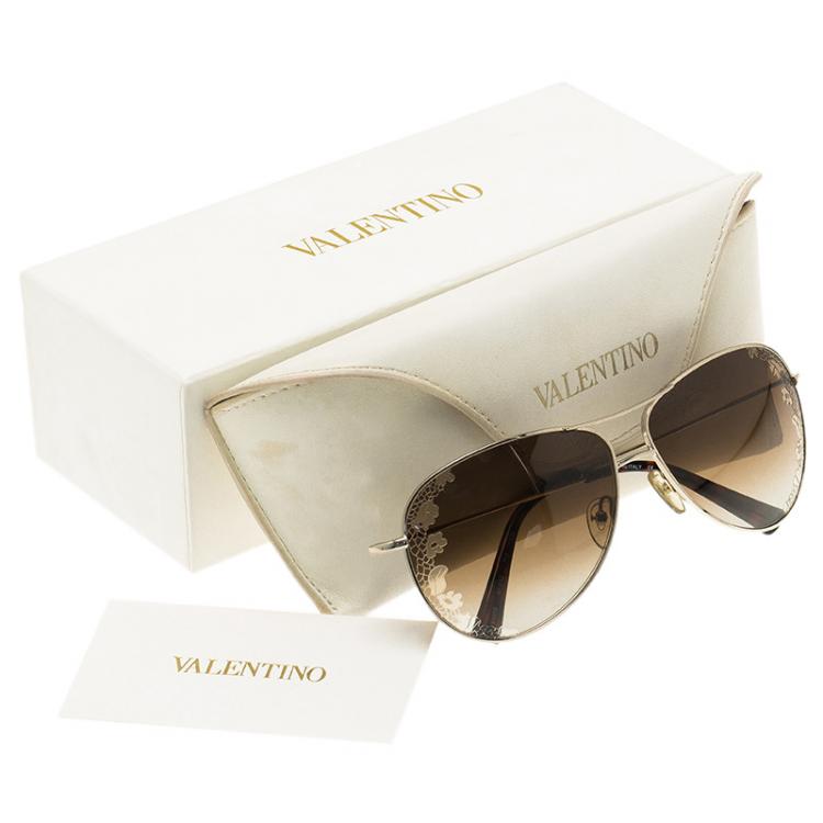 Pre Owned Valentino Silver V101S Aviator Sunglasses