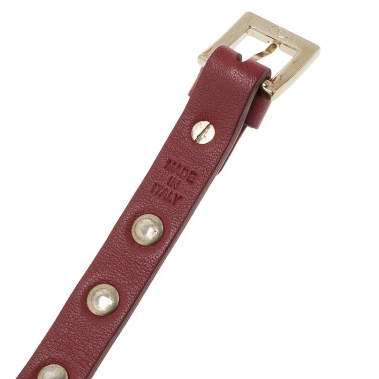 Pre Owned Valentino Rockstud Red Leather Bracelet