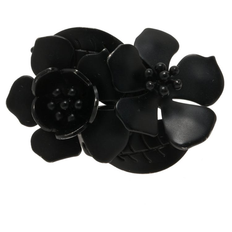 Pre Owned Valentino Black Flowers Ring Size 52