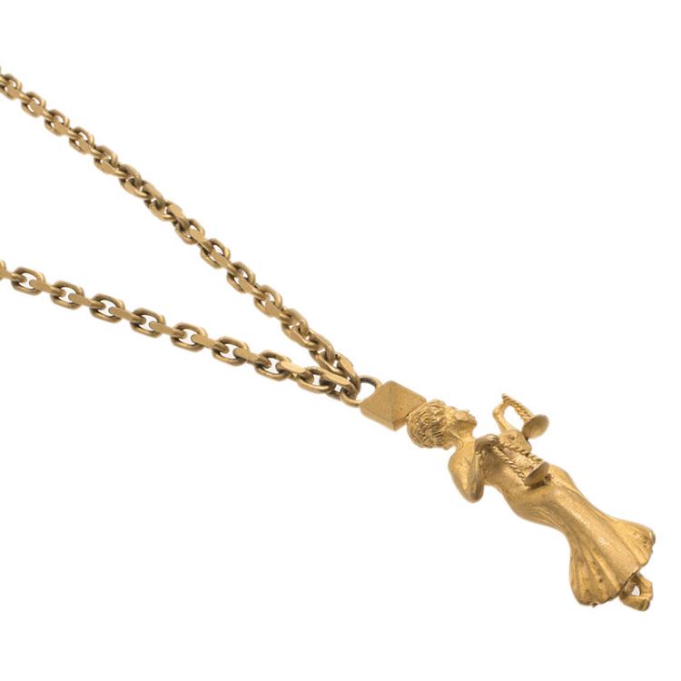 Pre Owned Valentino Libra Gold Tone Long Necklace