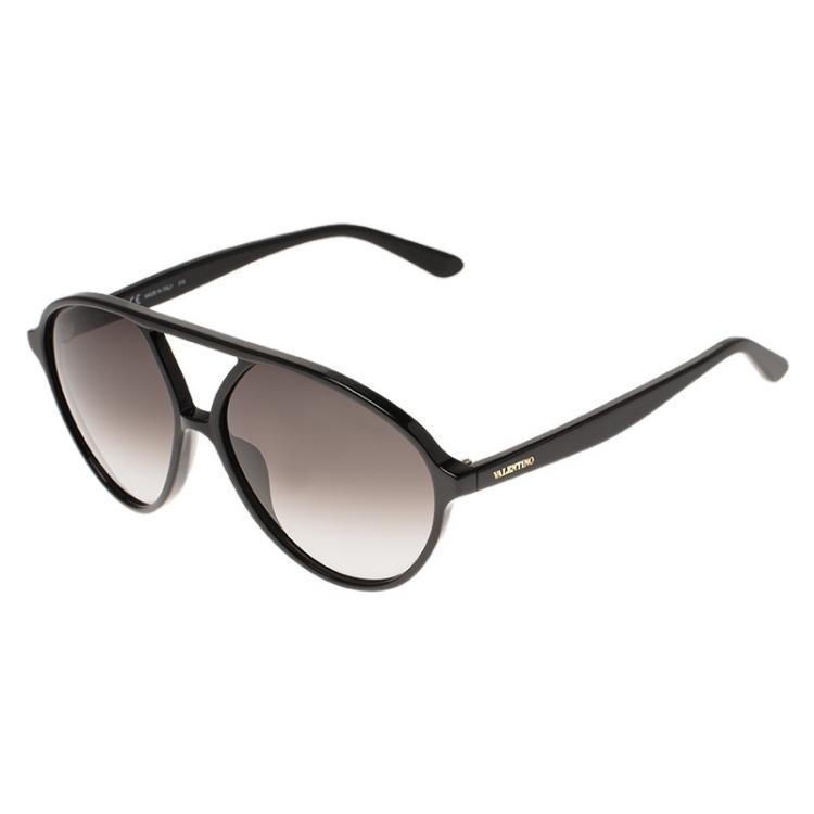 Pre Owned Valentino Black V728S Round Sunglasses