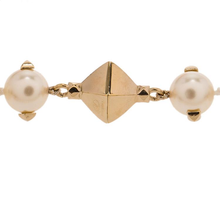 Pre Owned Valentino Studded Faux Pearl  Necklace