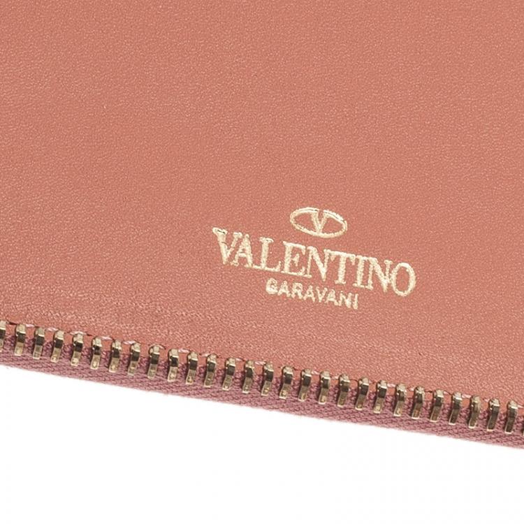 Pre Owned Valentino Nude Leather Rockstud Zip Around iPad Case