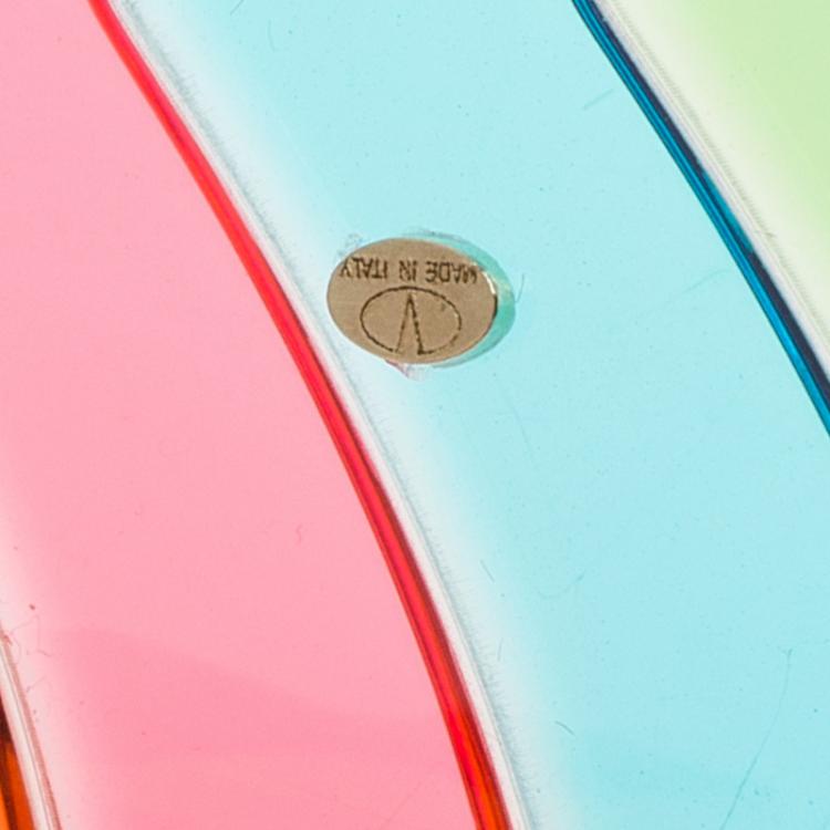 Pre Owned Valentino Rainbow Plexiglass Multicolor Wide Open Cuff Bracelet 17cm