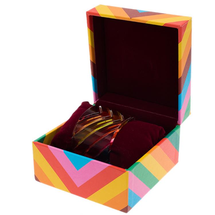 Pre Owned Valentino Rainbow Plexiglass Multicolor Wide Open Cuff Bracelet 17cm