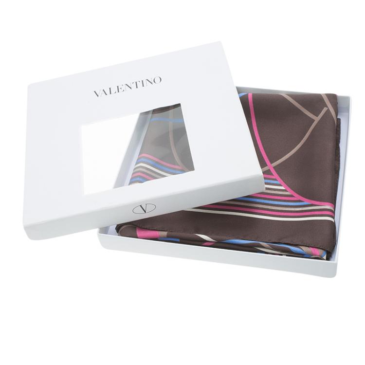 Pre Owned Valentino Multicolor Printed Silk Square Scarf