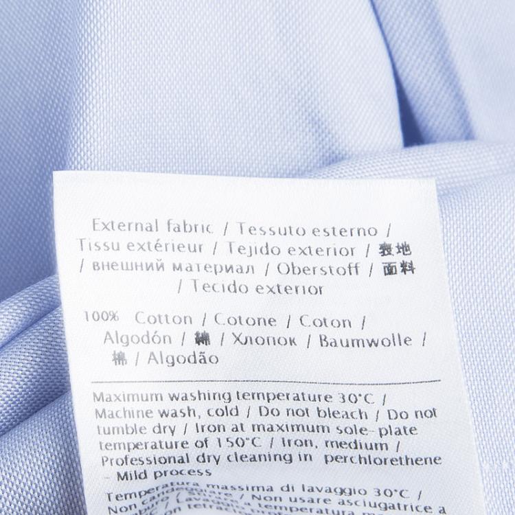 Pre Owned Valentino Blue Cotton Chambray Neck Tie Detail Long Sleeve Blouse M