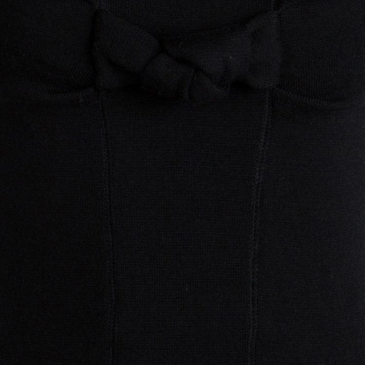 Pre Owned Valentino Black Wool Bow Detail Top  S