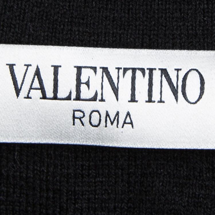 Pre Owned Valentino Black Wool Bow Detail Top  S